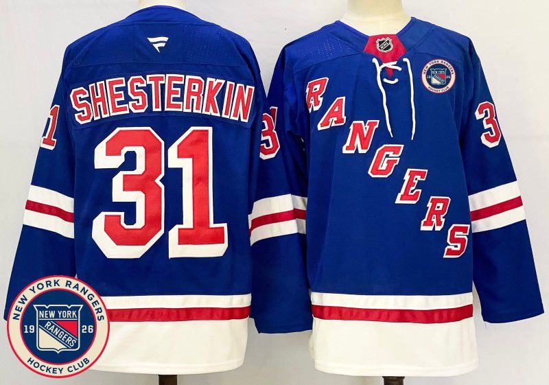 Men New York Rangers 31 Shesterkin Blue Fanatics 2025 NHL Jersey style 2